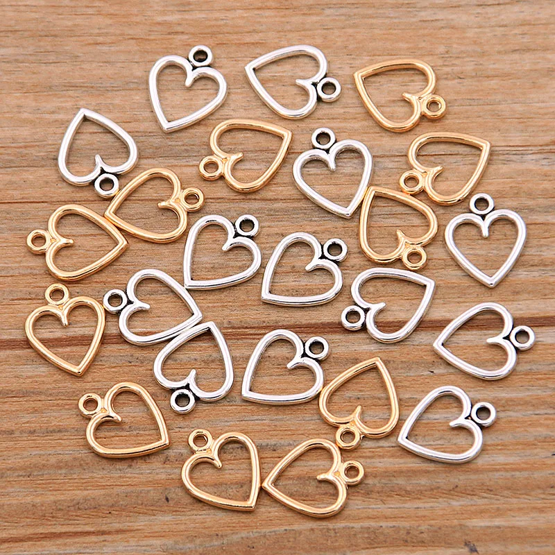 10*13mm 3 Color Hollow Hearts Charms Geometry Pendant Metal Alloy DIY Necklace Bracelet Earrings Marking 60PCS,alloy heart charms,metal charm,jewelry charms