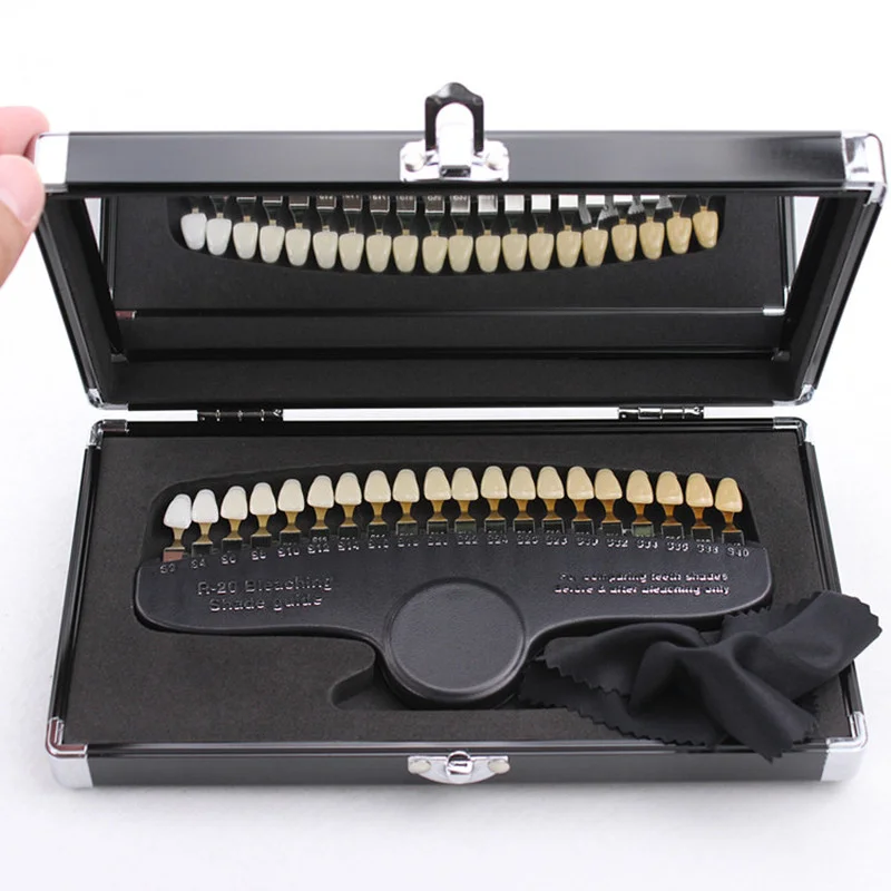 

20 Colors Teeth Whitening set 3D Shade Guide Color Comparator Mirror Dentistry Cold Light Teeth White Bleaching Dental Plate