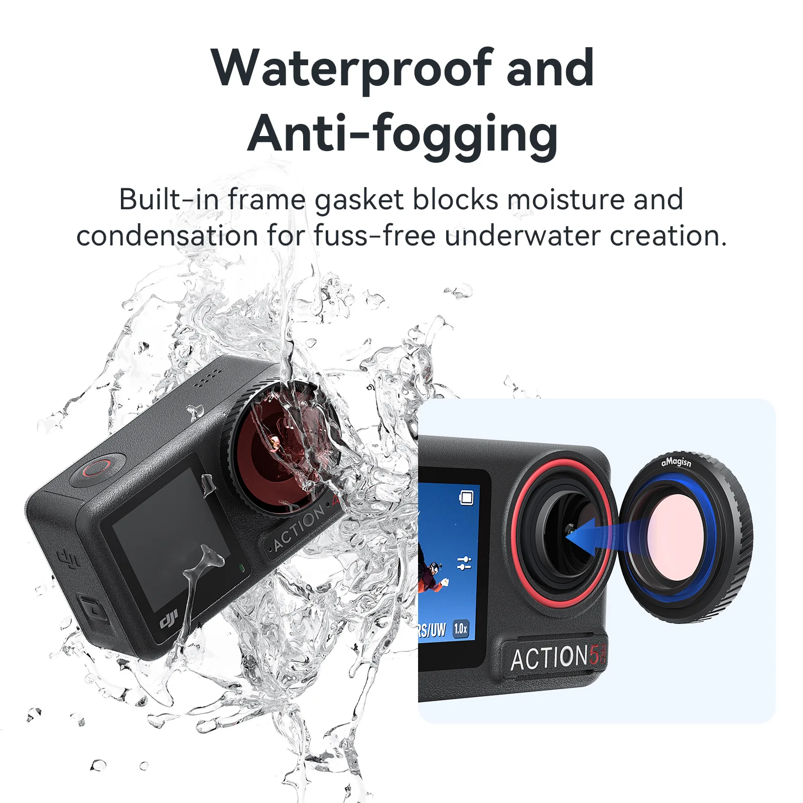 Waterproof Diving Lens Filter for DJl OSMO Action 5Pro/4 Series Anti-Fog Seamlessly Adapted To Waterproof Cases action camera accessory