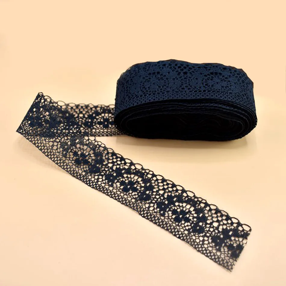 Wholesale Retail 5Yards/lot Black Lace Fabric Ribbon Cotton Lace Trim  Sewing Material For DIY Home