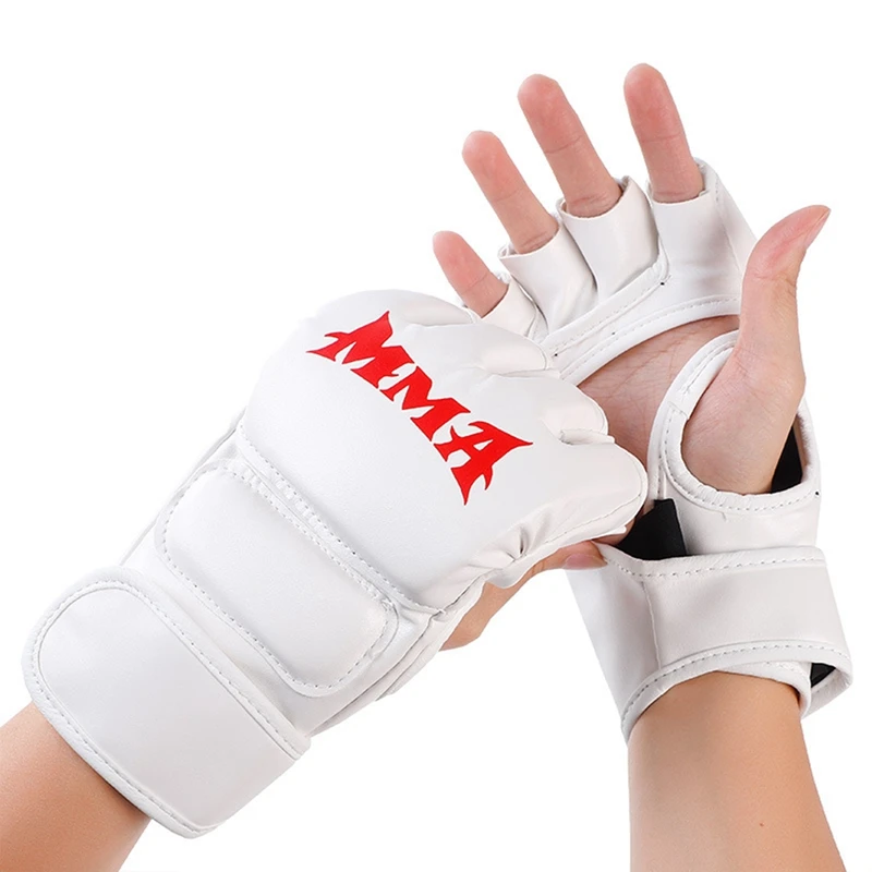 1 Pair Professional Boxing Gloves Muay Thai Fighting Gloves PU Leather Half Fingers Mittens Fighting Training Glove Sandbag