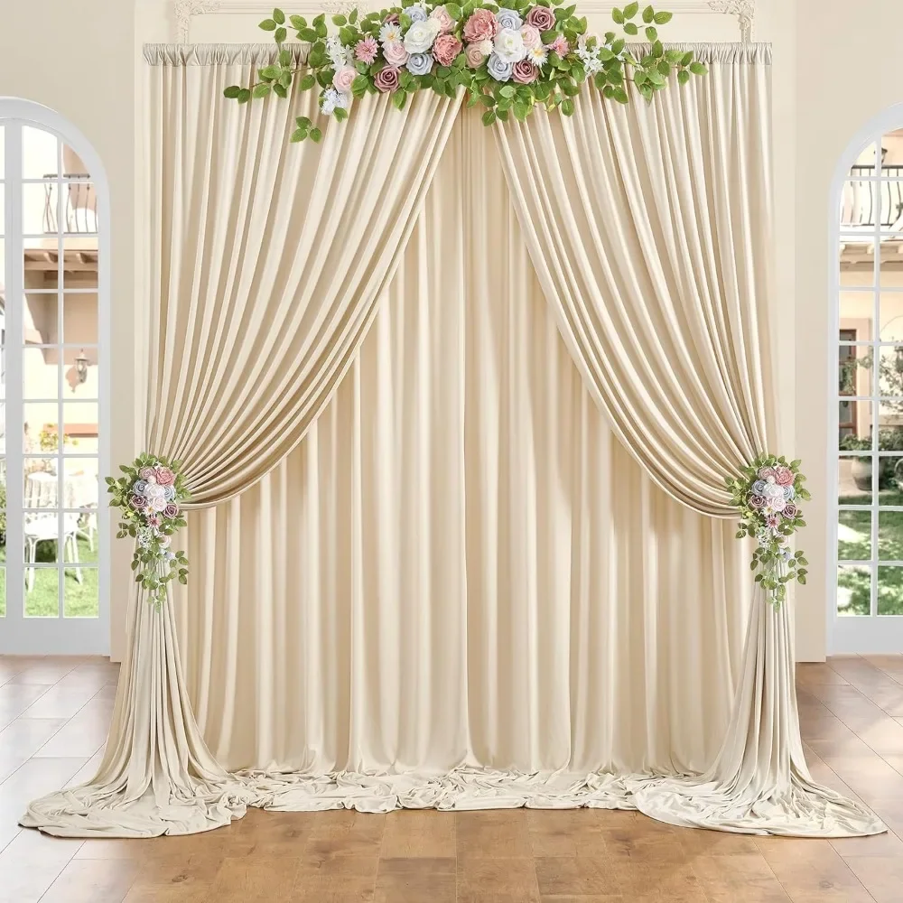 

10 Ft X 40 Ft Wrinkle Free Beige Backdrop Curtain Panels Living Room Drape Polyester Photography Backdrop Drapes Blinds Shading