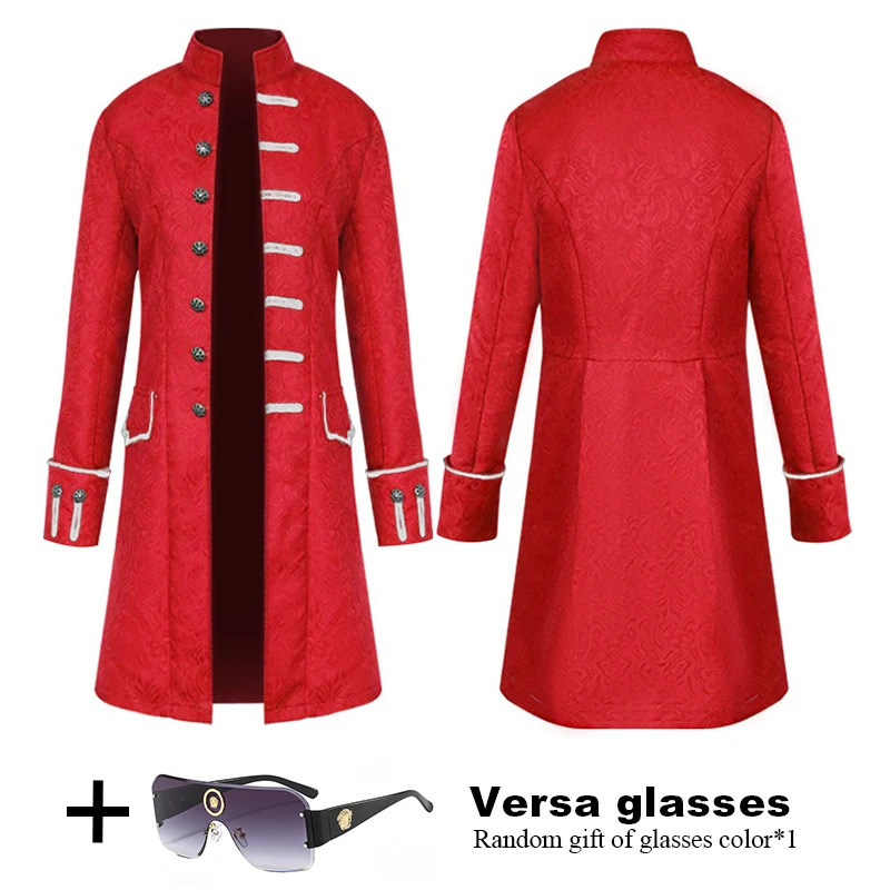 

European and American men's coat, solid color, fashionable steampunk, retro men's uniform, standing collar