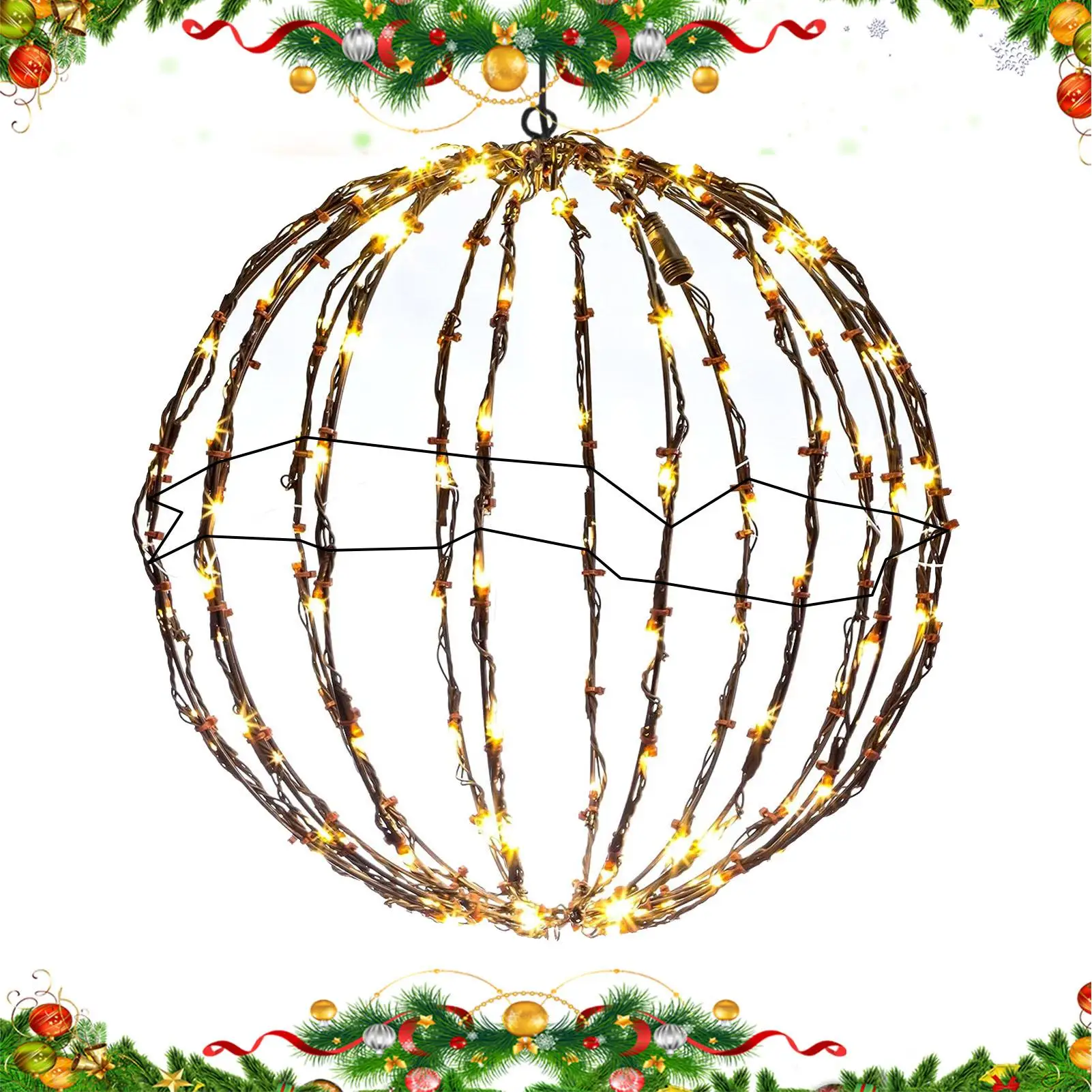 Outdoor-Kugeln-Lichter, Outdoor-Weihnachtskugel-Kugel-Lichter, Neuheit, Globus-Ornamente, festliche Dekoration für Veranda, Terrasse, Hochzeitsnacht – Detail 3
