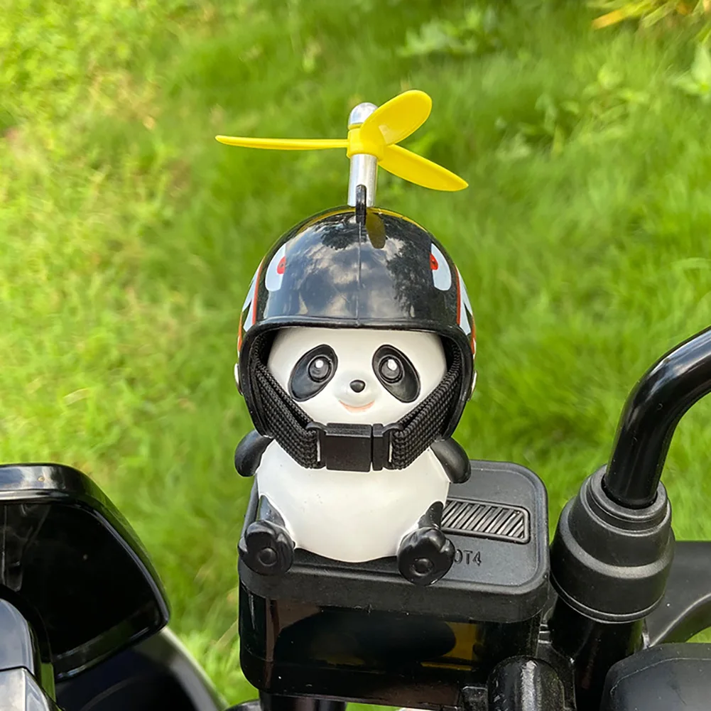 Decoración Para manillar de bicicleta eléctrica, Panda de dibujos animados con casco, tornillo de aire, adornos, accesorios para equipos de equitación