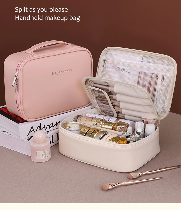 PU Leather Waterproof Cosmetic Bag with Compartments – Large Capacity Makeup Organizer ... - SKU CSB16889 - UGI Packaging