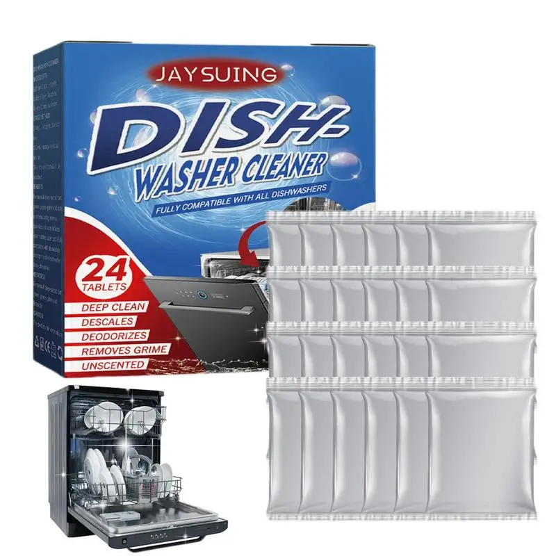 Dishwasher Cleaner Dishwasher Detergent 24 Pieces Dishwasher Cleaner Deodorizer Cleaning Tablets