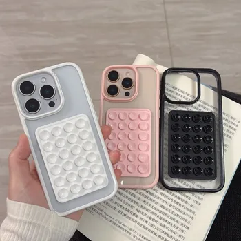 Candy Bumper Phone Case For iPhone 17 16 E 15 14 13 12 11 Pro Max XR X XS 7 8 Plus 3D Suction Cup Airbag Clear Shockproof Cover 1