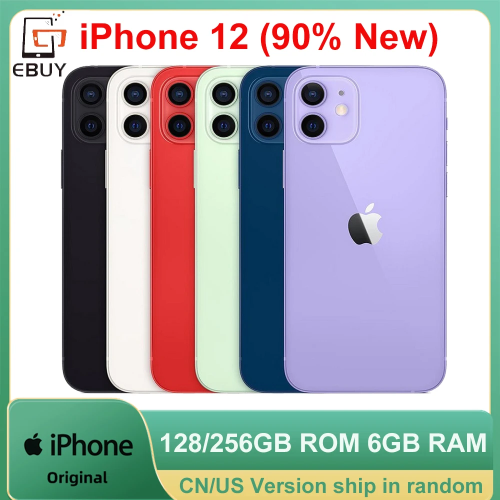 هاتف Apple iPhone 12 بسعة 128 جيجابايت/256 جيجابايت وذاكرة قراءة فقط 6 جيجابايت وذاكرة وصول عشوائي 6 جيجابايت وشاشة OLED مقاس 6.1 بوصة وكاميرا OLED مقاس A14 وكاميرا 12 ميجابكسل لهاتف iPhone 12 5G 1