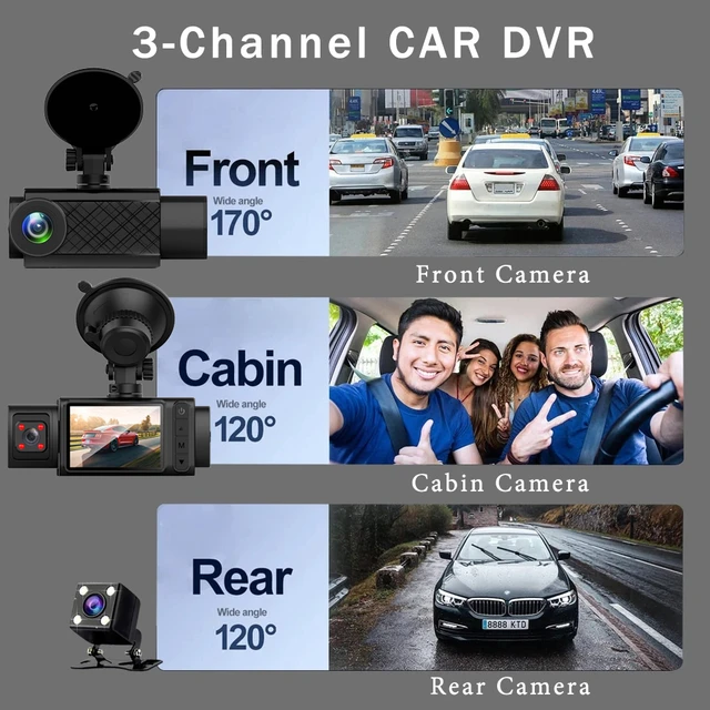 Buy Wholesale China Car Black Box Dashcam 1080p Dual 3 Lens Car