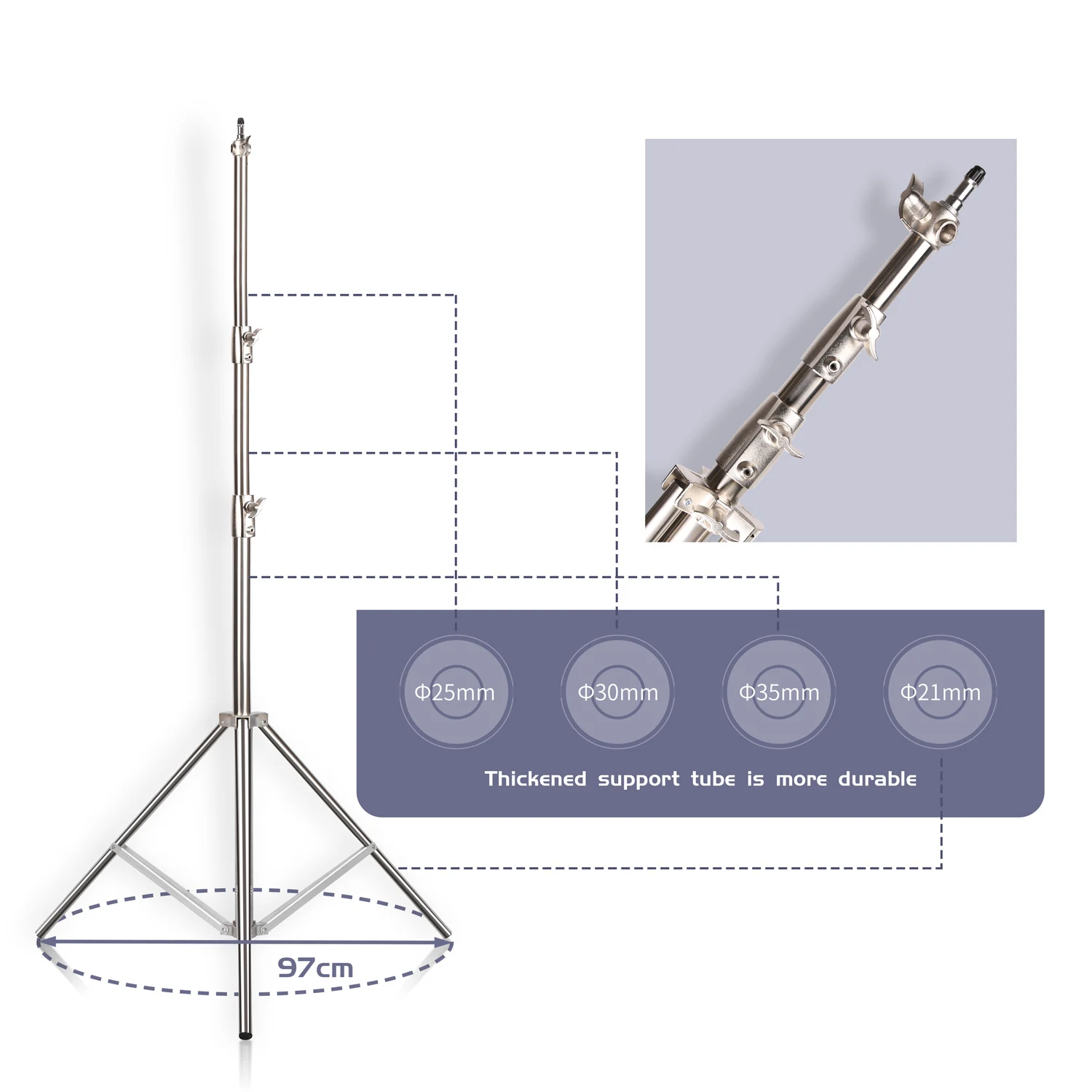 290cm Air Pressure Tripod Bearing 10kg for Camera Stainless Steel Light Stand For Ring Light Live Youtube and Photography Soft light stand photographic light stand photo tripod