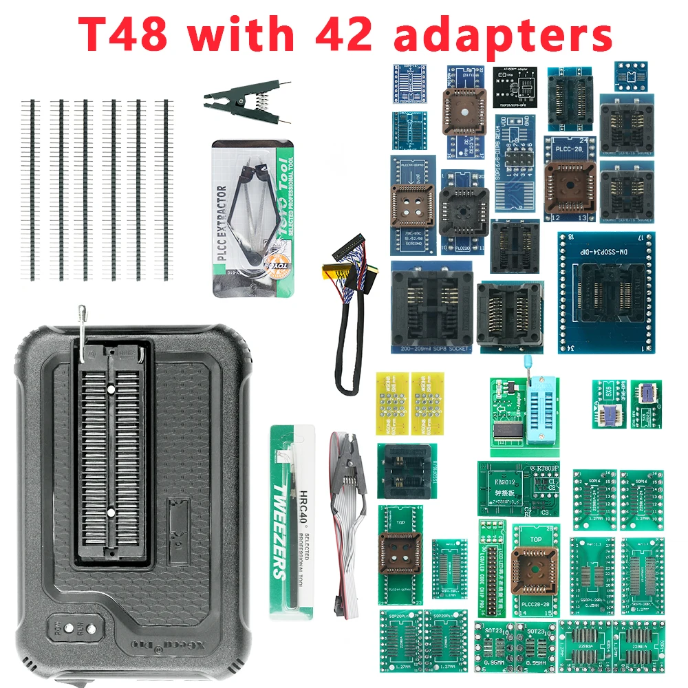 100% XGecu  T48 (TL866-3G) 프로그래머 지지대, SPI, Nor, NAND 플래시, EMMC BGA, TSOP, SOP, PLCC 42 부품용 34000 개 이상의 IC