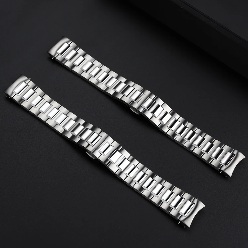 20mm Curved End Solid Stainless Steel Strap For IWC
