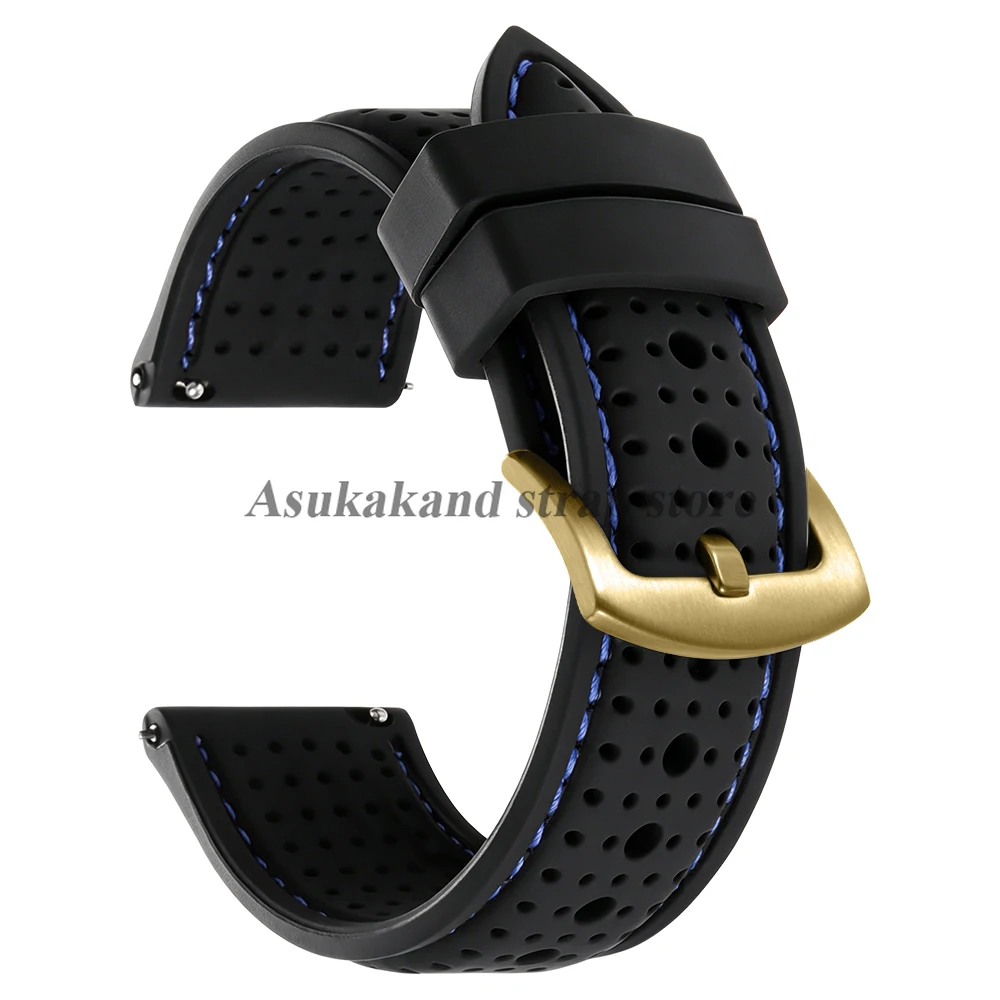 Enhanced Silicone Waterproof Watch Band - Soft, Breathable, Quick Release Wrist Strap