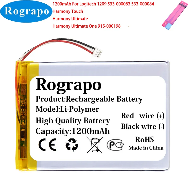 Nuova Batteria 1200Mah 915-000198 Per Logitech Harmony Touch,Harmony Ultimate, Harmony Ultimate One