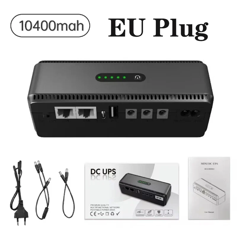 DC UPS Battery Backup 10400mAh 5V 9V 12V 2A 15V 24V 1A 2A Output Uninterruptible Power Supply 85‑265V UPS Battery Backup EU Plug portable ups dc power supply mini ups uninterruptible power supply