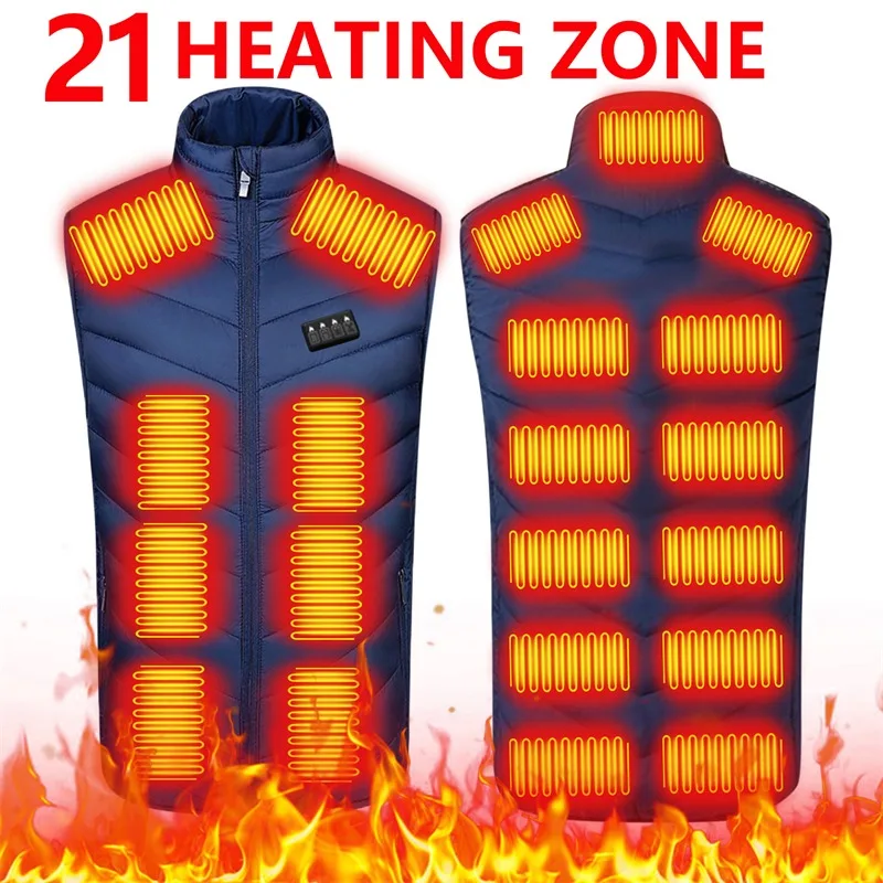 

21/17 Places Heated Jacket Men Women USB Electric Thermal Warm Hunting Coat Winter Outdoor Camping Hiking Heated Vest