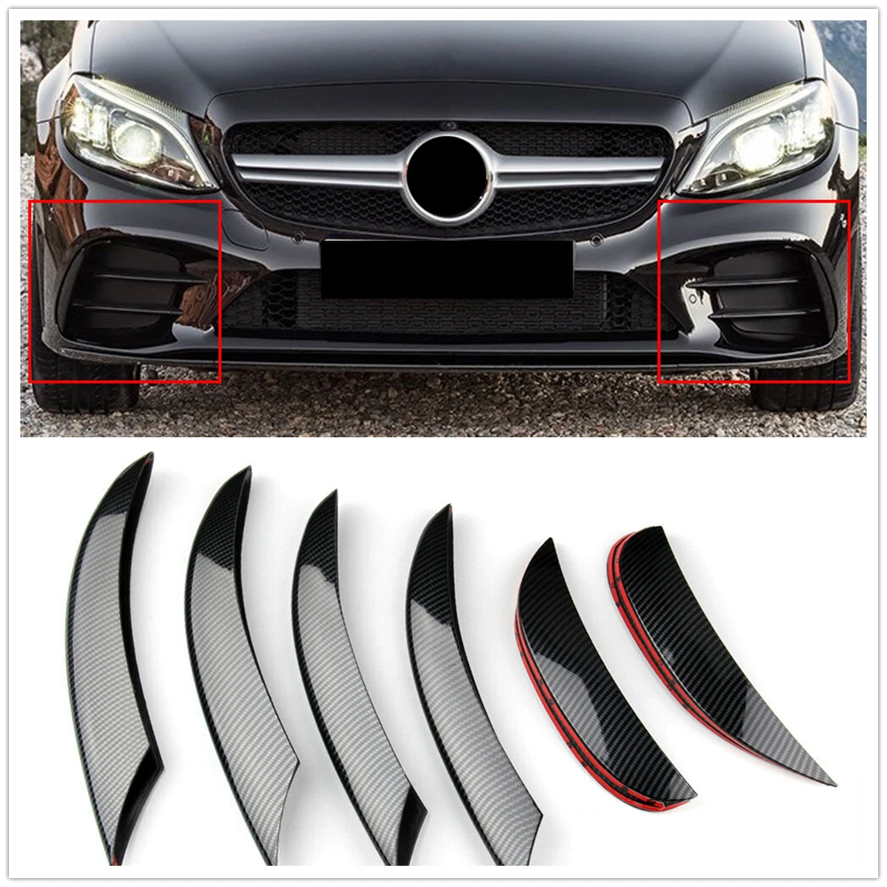 

Для Mercedes-Benz W205 C Class 2019-2021 AMG, передний бампер, противотуманный фонарь, Крышка вентиляционного отверстия, отделка, карбоновый вид, впускной боковой спойлер, сплиттер