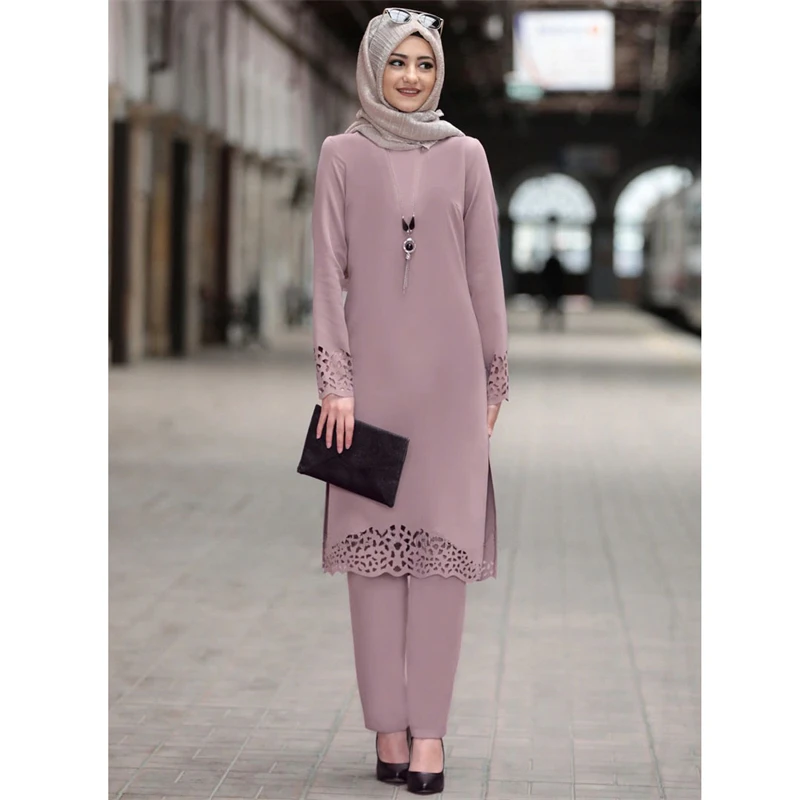 

Женский комплект из 2 предметов, Повседневная Длинная блузка и брюки в мусульманском стиле, Турция, абайя