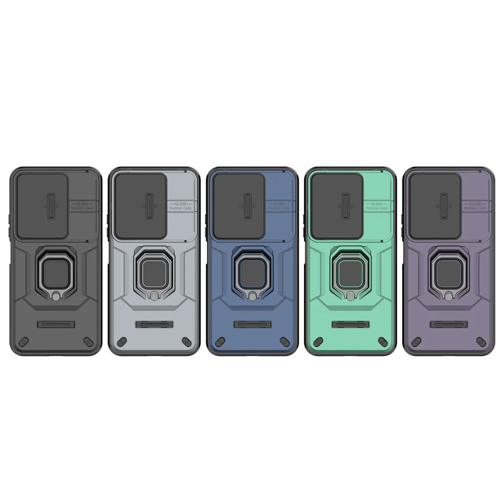 Luxury Ring + Movable Window Back Cover Armor Phone Case