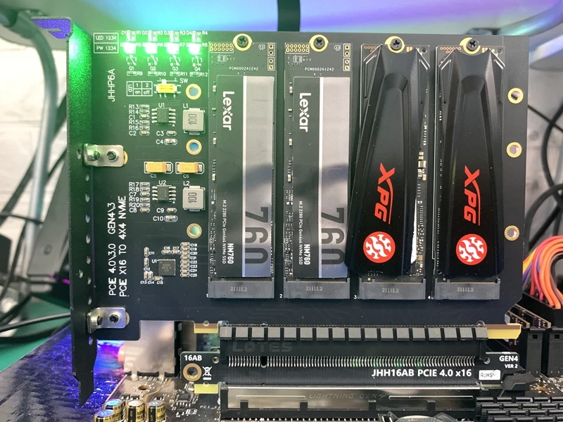 Pci-e 4.0 4x4 para M.2 Nvme 4-baías Cartão de Expansão para M.2 Nvme Unidade de Estado Sólido Ssd Pcie X16 4.0 Gen4 Discos Dividir Placas de Adaptador - Imagem 5