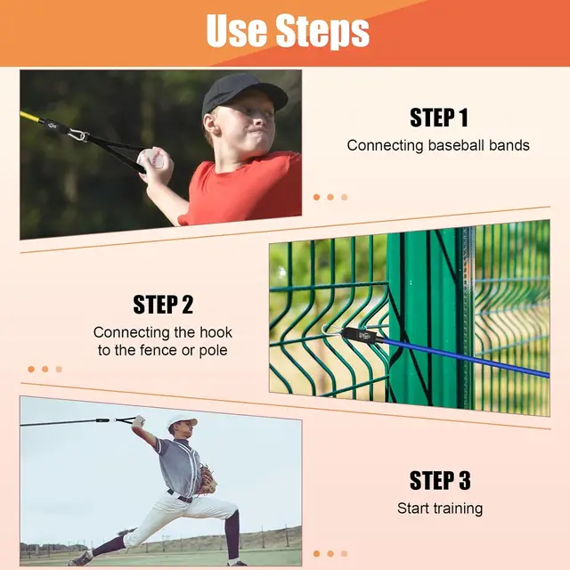 9 PCS Baseball Training Resistance Bands Set, Latex Tube Bands with Interchangeable Grips Enhance Arm Strength & Pitching 6