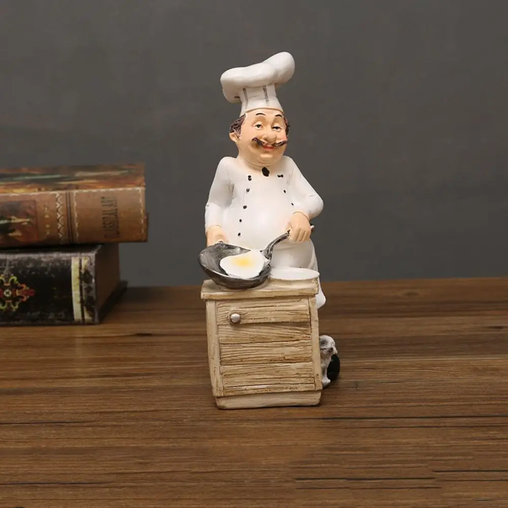 Handicraft Rustic Bakery Chef Resin Statue Model Simulated Farmhouse Cake Shop Decor Display Funny Doll Kitchen Chef Figurine