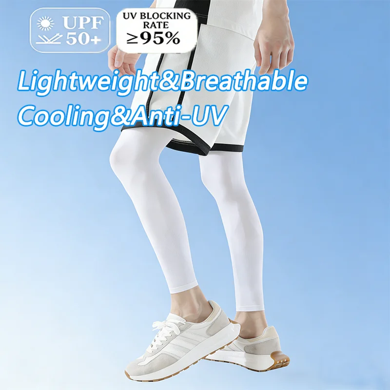 Sommer-Kühlende Beinbezüge Atmungsaktiver Sonnenschutz Schnelltrocknende Lauf-Sport-Beinwärmer Anti-UV Elastische Eisseide Beinwärmer – Detail 3