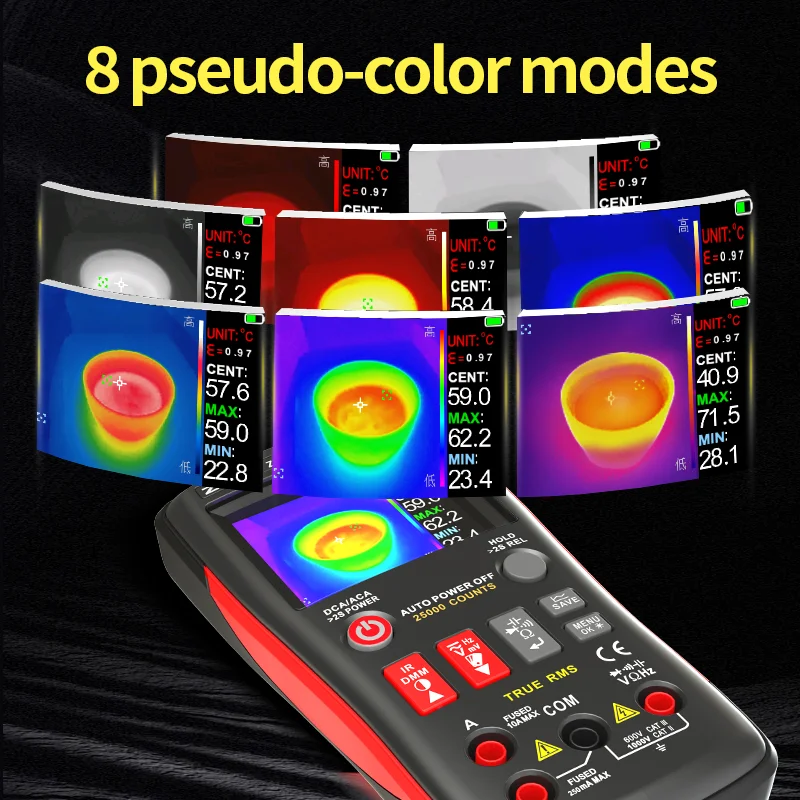ZT-R02 전문 열화상 카메라 멀티미터 9696 IR 240240 이미징 50m 테스트 거리 -20550 ℃   온도 알람 테스터