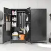 Storage Cabinet with Lockable Doors, Functional Garage Storage Cabinet, Tool Cabinet Garage Organization Cabinet with Hanging Ro 2