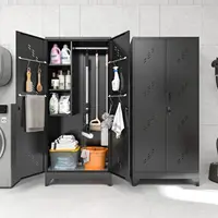 Storage Cabinet with Lockable Doors, Functional Garage Storage Cabinet, Tool Cabinet Garage Organization Cabinet with Hanging Ro 2