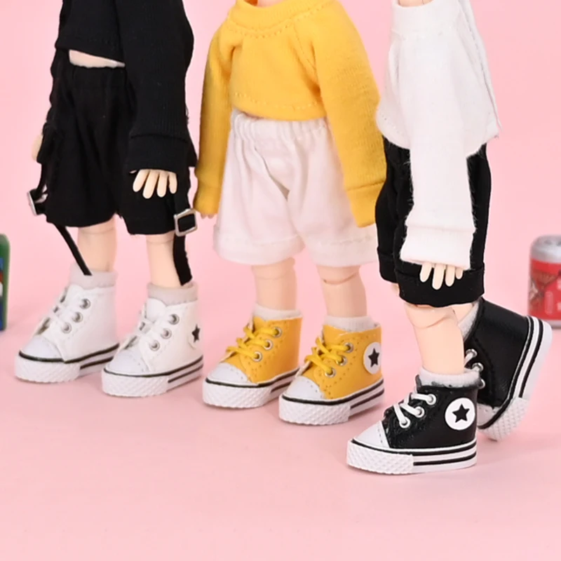 Handmade Ob11 Doll Leather Star Shoes With Shoelace Doll Accessories Cute For Penny, Ymy, Obitsu 11,Molly, Gsc,1/12 Bjd Doll 3