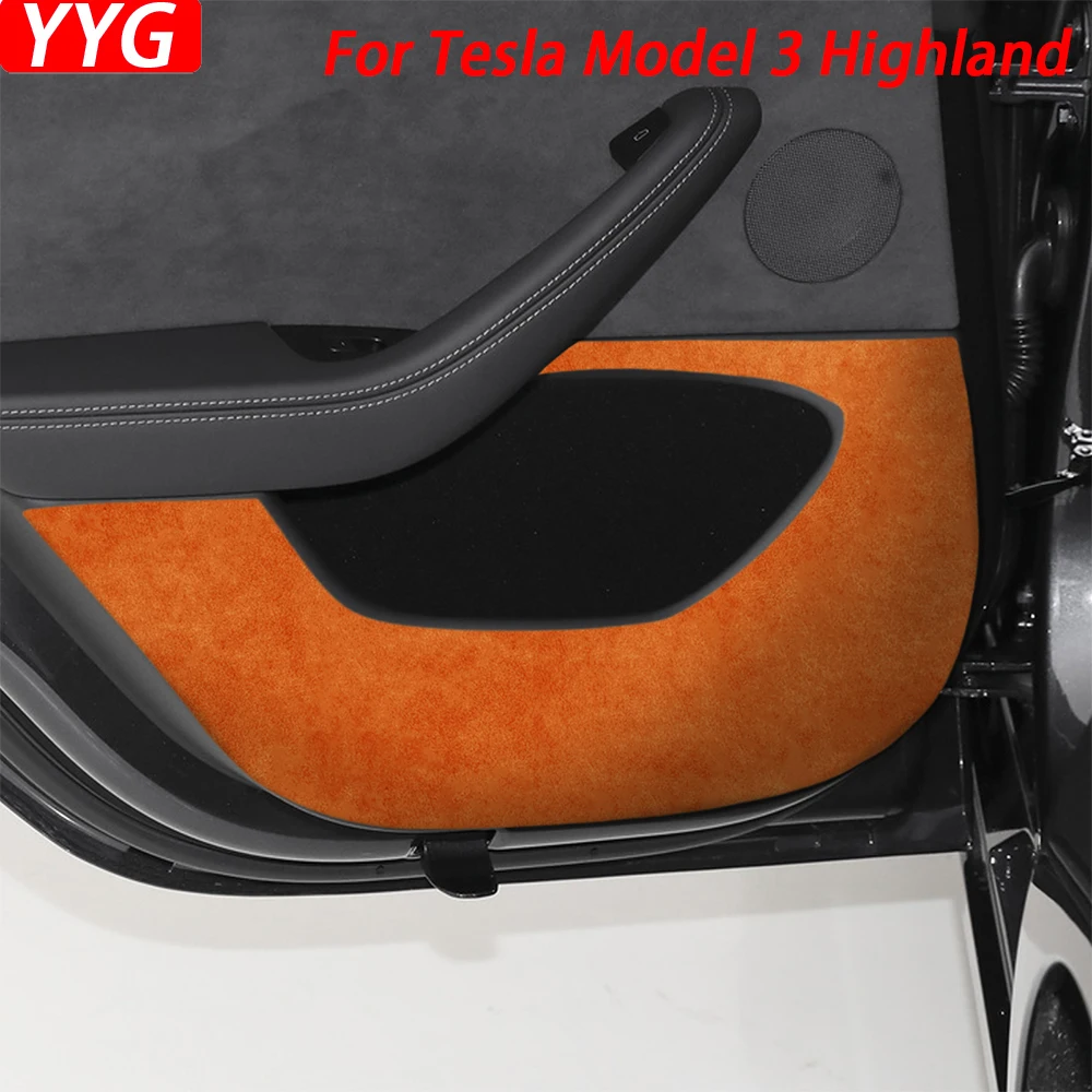 

For Tesla Model 3 Highland 2024 Rear Door Anti-Kick Spacer Trim Cover Sticker Suede Wrap Car Interior Decoration Accessories