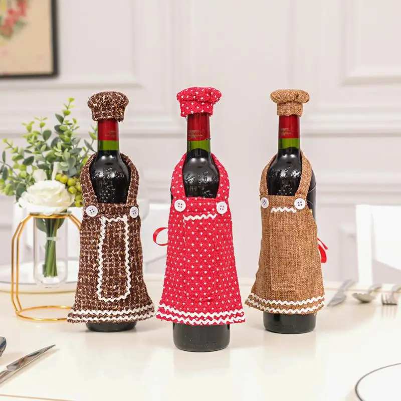 

Champagne Bottle Set Of The Festival Suitable For Christmas High Quality Burlap Exquisite Workmanship Unique Design Exquisite