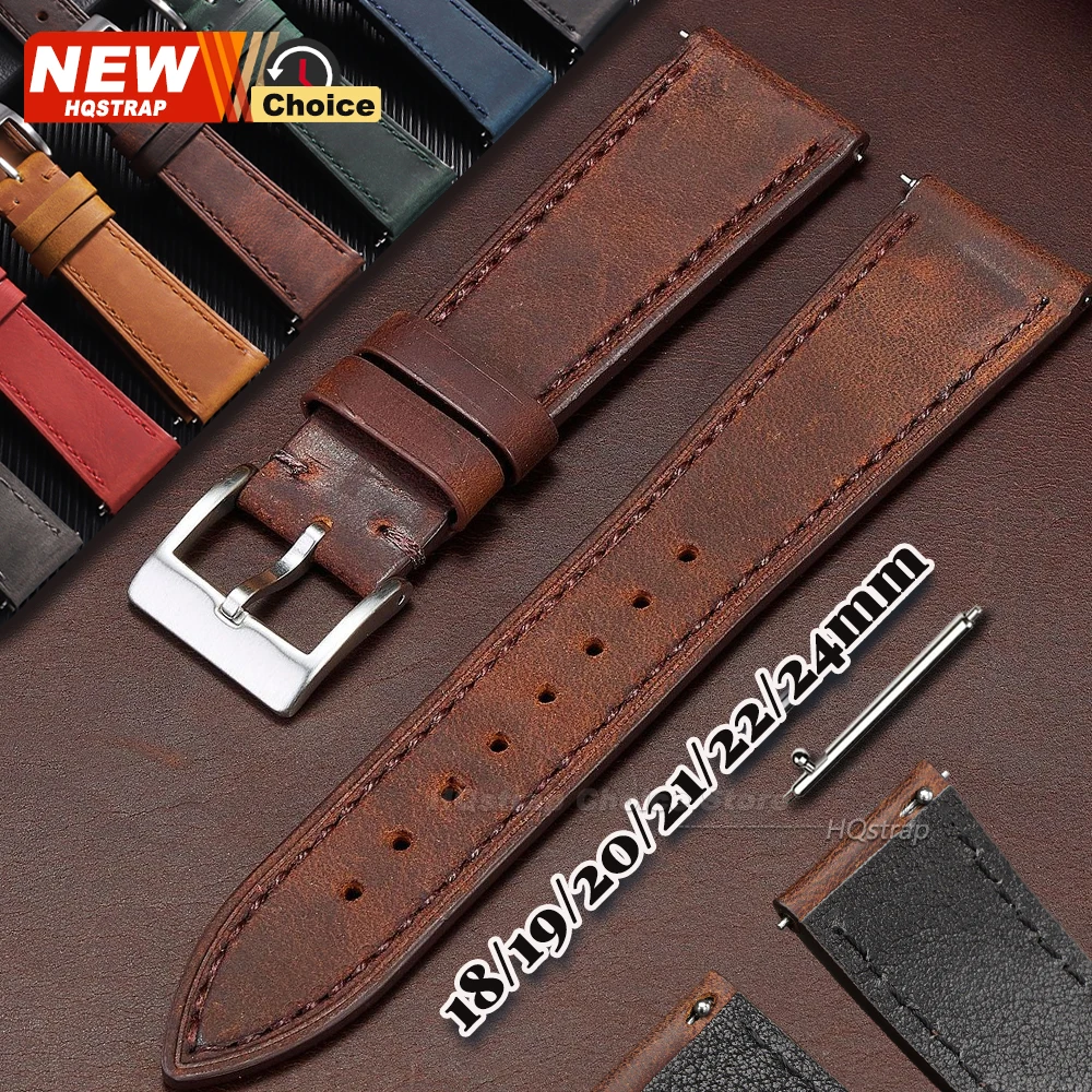 Vintage Leather Quick Release Watchband - Cowhide Strap