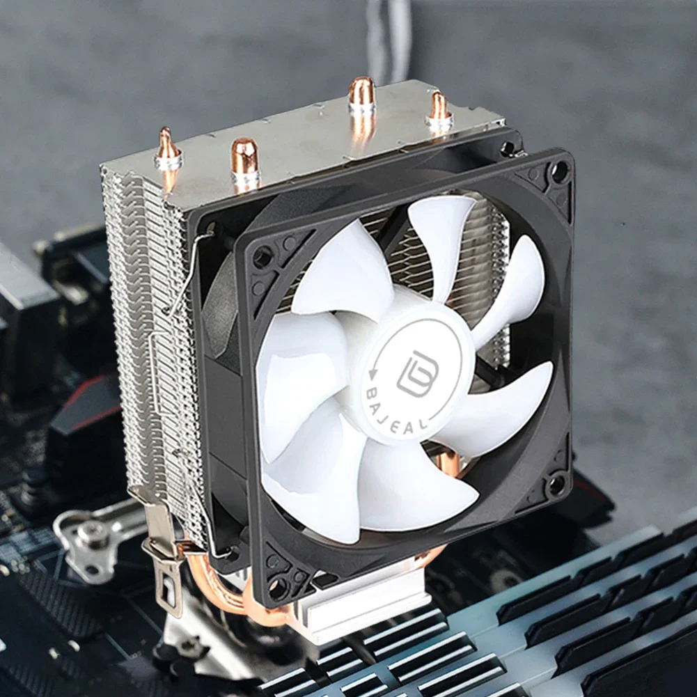 CPU 에어 쿨러, 히트 파이프 2 개, 조용한 레인보우 RGB 냉각 선풍기, CPU 냉각 선풍기, 인텔 1150, 1151, 1155, 1156/1200, AMD AM2 용, 90mm