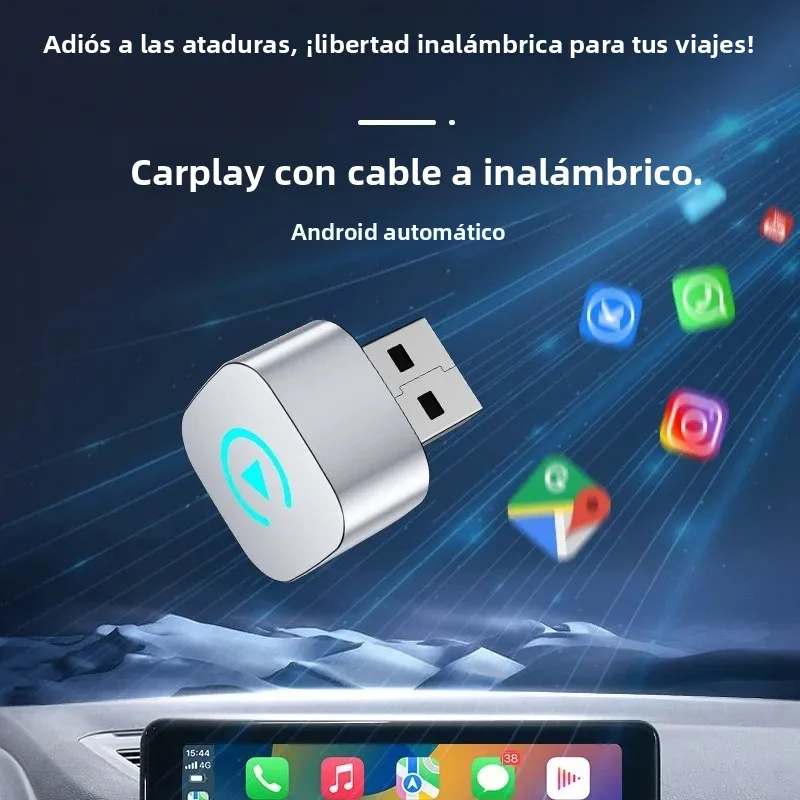 Adaptador Carplay inalámbrico 2 en 1 para iPhone, android, auto, apple, Carplay inalámbrico, Mini USB, Ai Box, Carplay para Toyota, Volvo, Hyundai 5