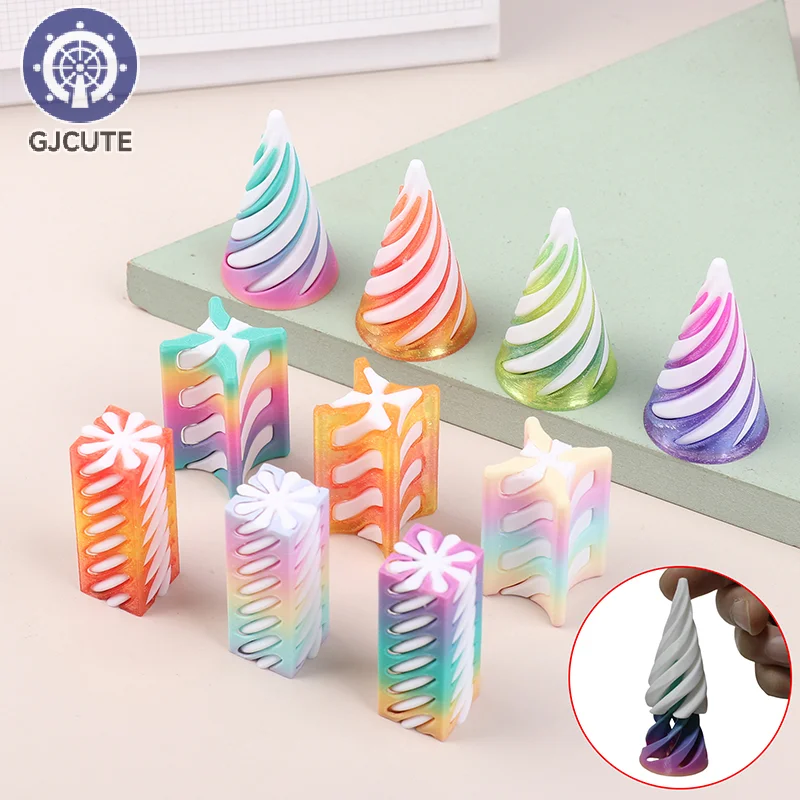 3D Printed Spiral Cone Toy Impossible Pyramid Passthrough Sculpture Mini Vortex Thread Illusion Pillar Helix Screw Fidget Toys