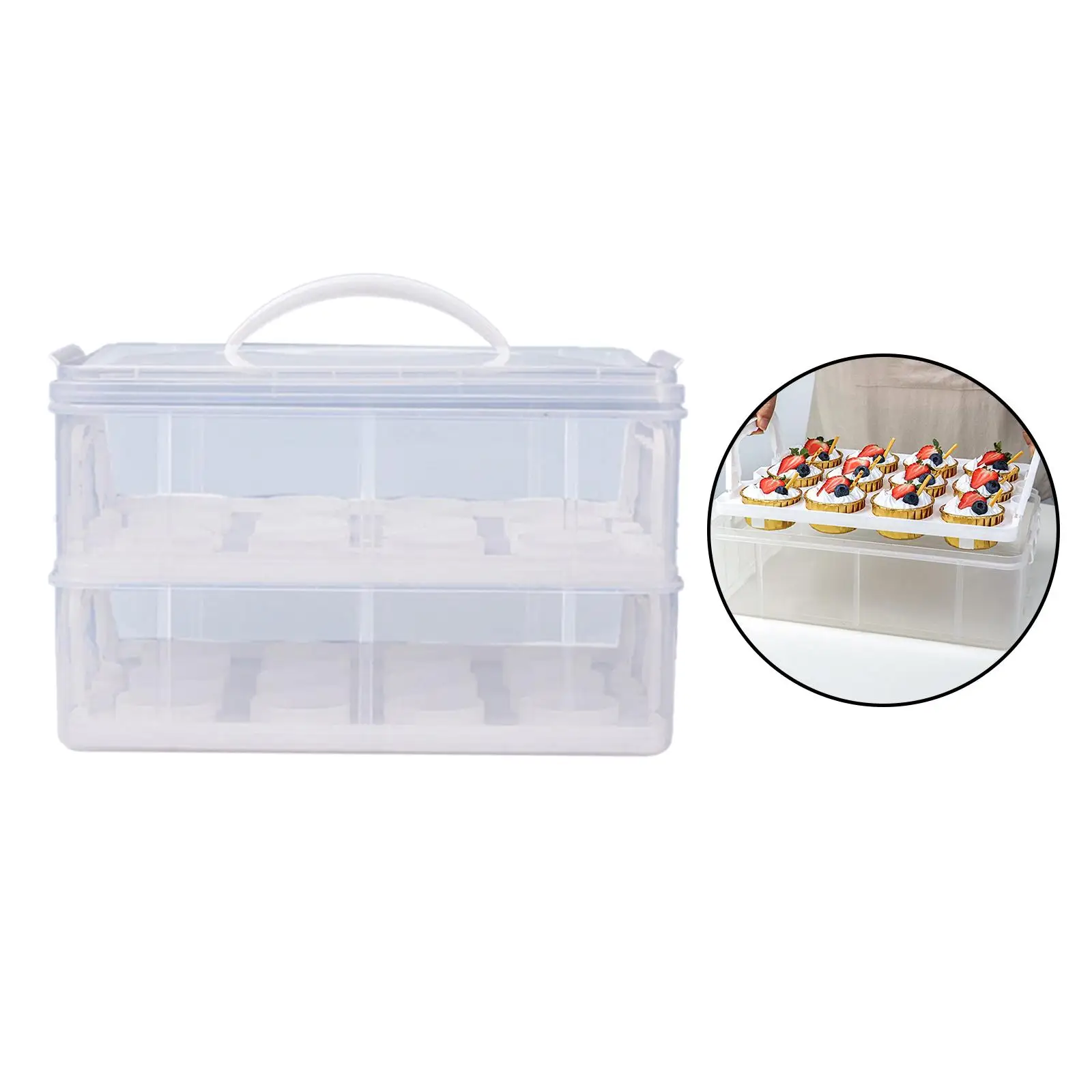 Clear Tiers Cupcake Carrier with Locking Lid Portable with Handle Food Transporter  Cupcake Holder for Baked Treats Pies - AliExpress