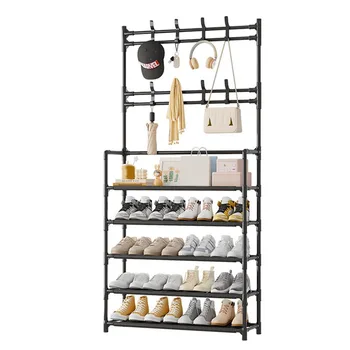 Support de rangement sur pied à 5 couches, support de rangement pour vêtements et chapeaux, étagère à chaussures facile à installer, adapté aux salons et aux entrées 1