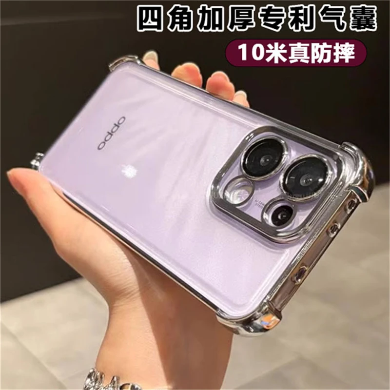 Case For Oppo Reno 13 Pro Reno13 F 13 F 5G Case Camera Protect Electroplated Transparent TPU Silicone Cover Shockproof Bumper 5