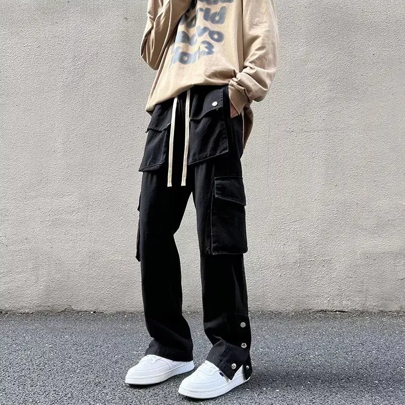 

High Street Cargo Pants Men Y2k Black Streetwear Hip Hop Jogging Sport Casual Men's Trousers Harajuku Wide Leg Baggy Pants