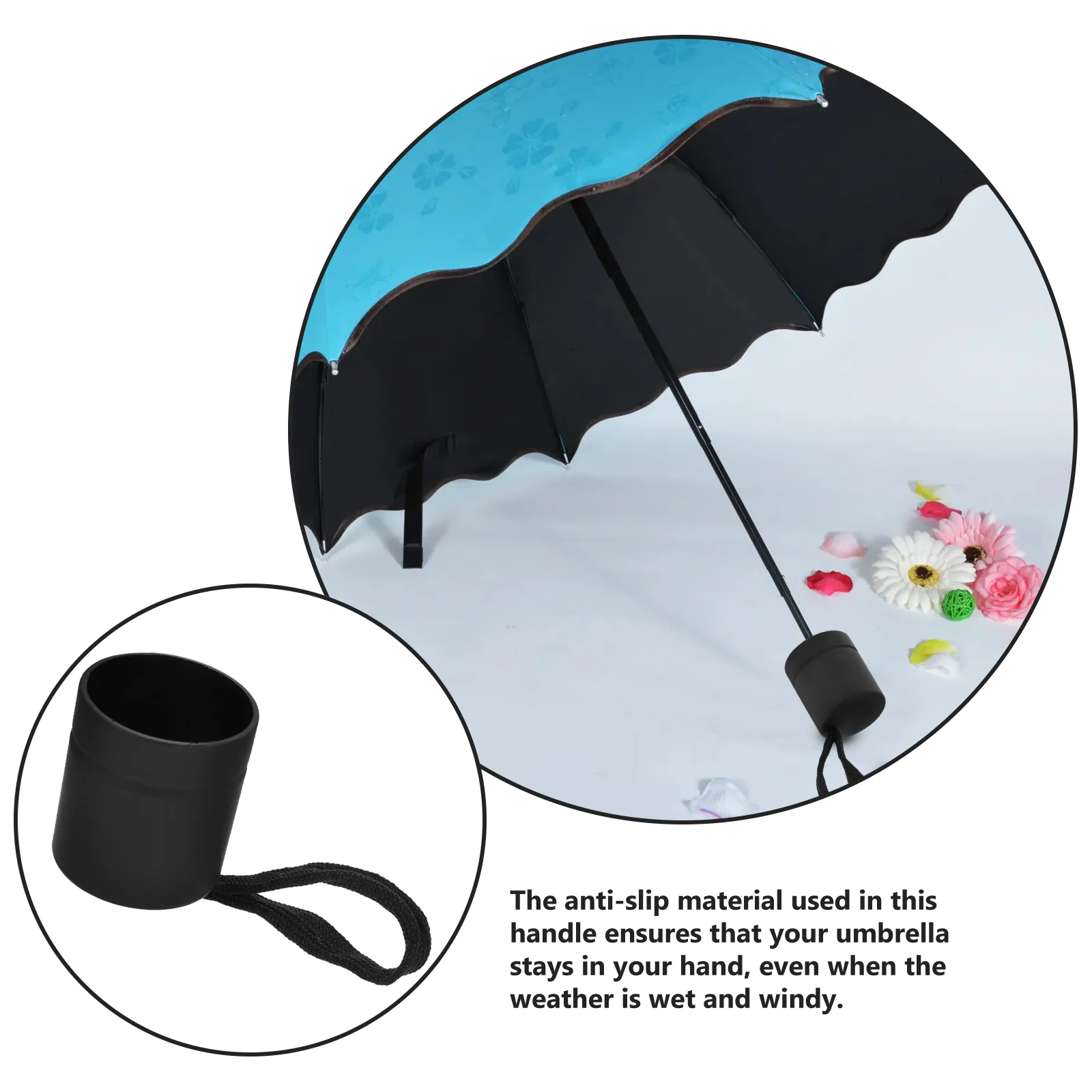 Umbrella Handle Replacement 2 Pcs Compact Handle Folding Grip Accessories Rain Replaceable Foldable Umbrella Sturdy Frosted Rain Umbrella