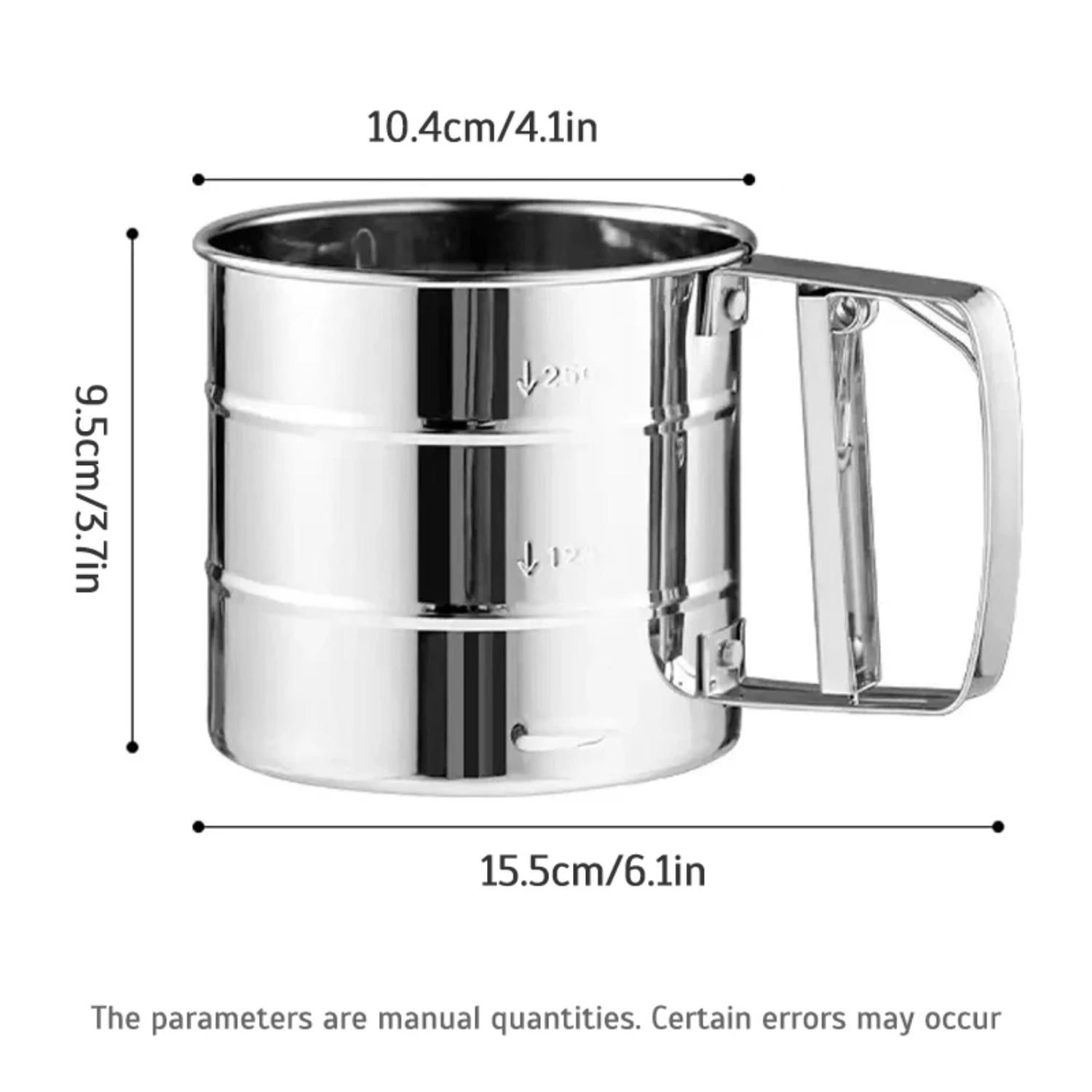 Stainless Steel Mesh Sifter Cup for Baking Kitchen Dining Pastry Tools Fine Powder Flour Shaker Icing Sugar Sieve Cup-Essen,flour sifter cup