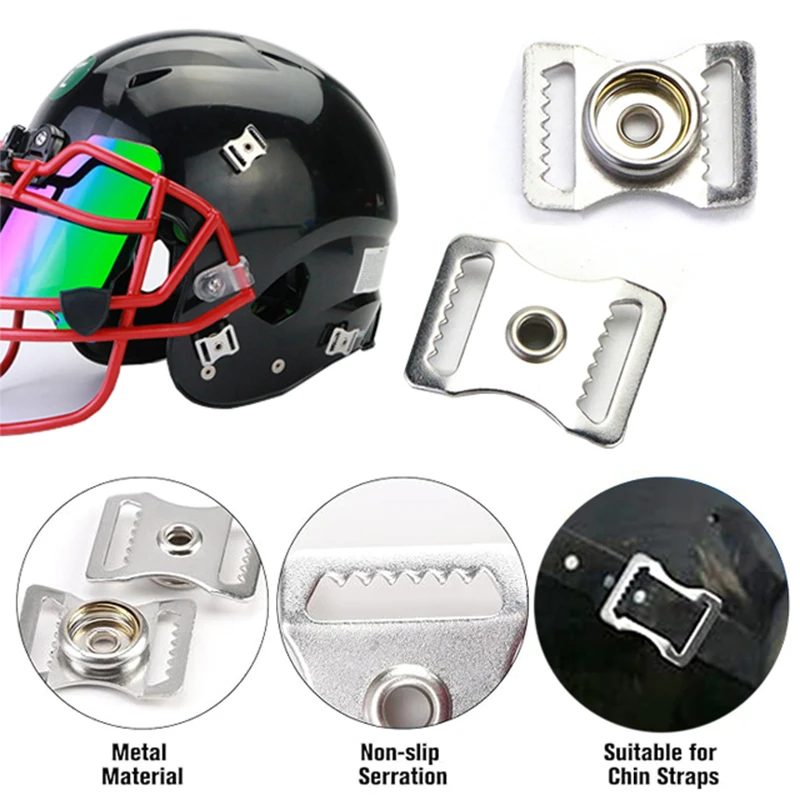 Football Helmets Buckle Repair Kit Stainless Steel Sports Helmets Buckle Helmet Chin Strap Adapter for Baseball Hockey Football helmet repair kit