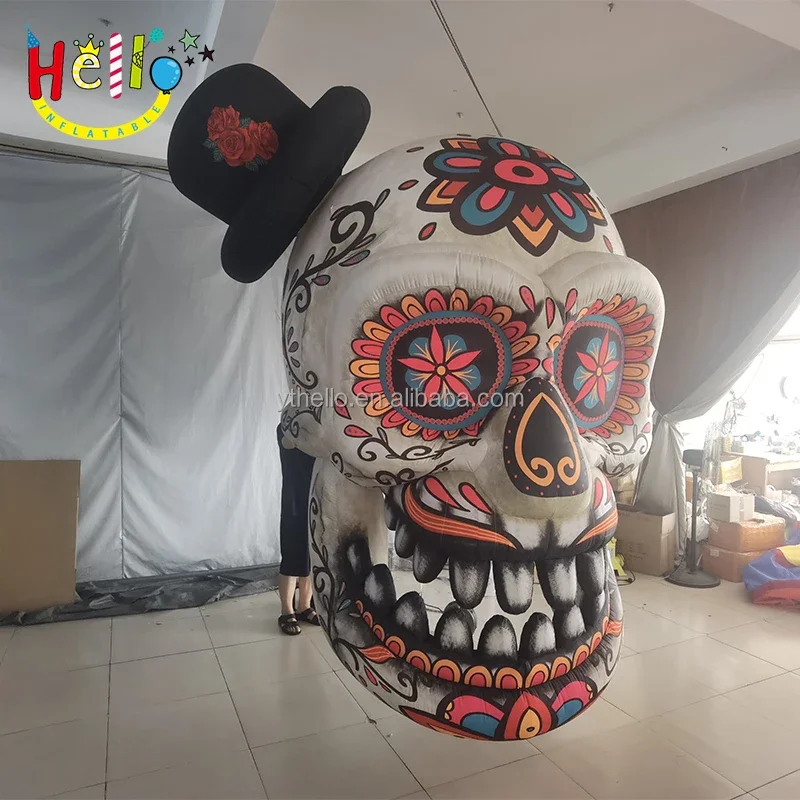 halloween Scary Hanging Skull Head Model Catrina Inflatable