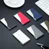 Luxury PU Leather Men's Business Card Holder Stainless Steel Aluminum Metal Box Lid Credit Card Holder 1
