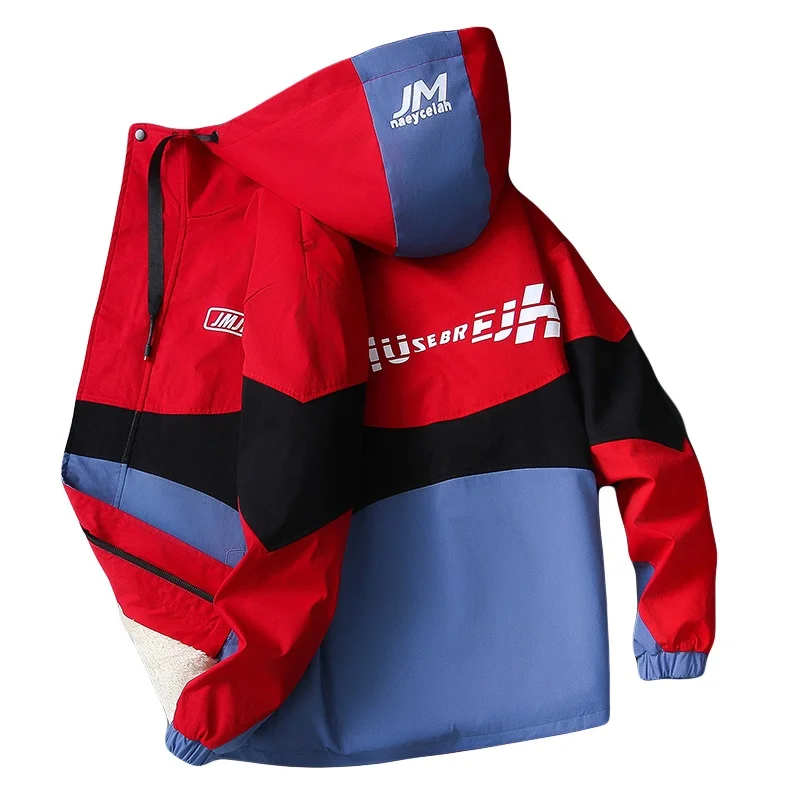 Casual Men's Thick Fleece Hooded Jackets Outwear Plush Liner Warm Coats 2023 Autumn Winter Youth New Plus Velvet Tops Clothing