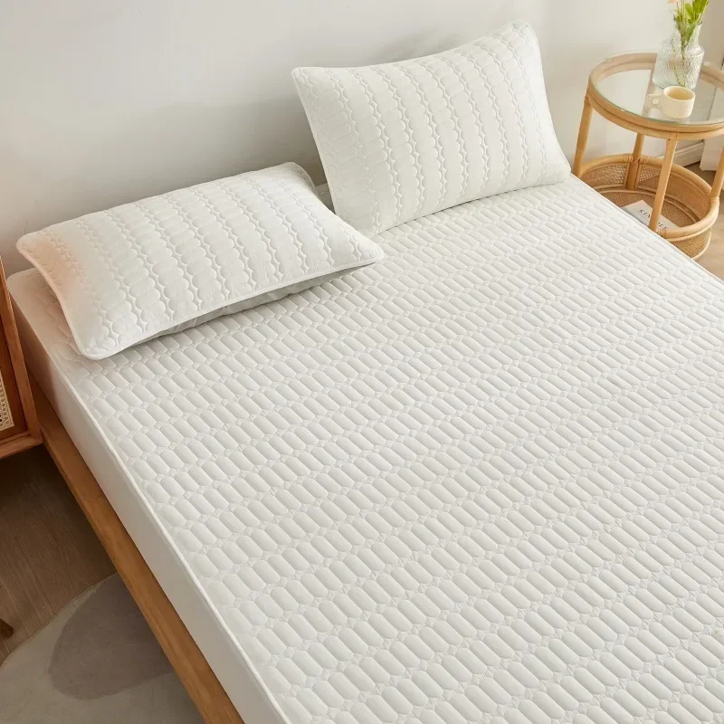 Winter Plaid Cotton Waterproofing Bedspread Elastic Inclusive Bed Cover Quilted Solid Double Bed Cover Non-Slip Bed Blanket