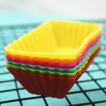 10Pcs/Set Silicone Cake Rectangular Moulds Cup Jelly Chocolate Soap Mold Household Kitchen Baking Dessert Mould Color Random